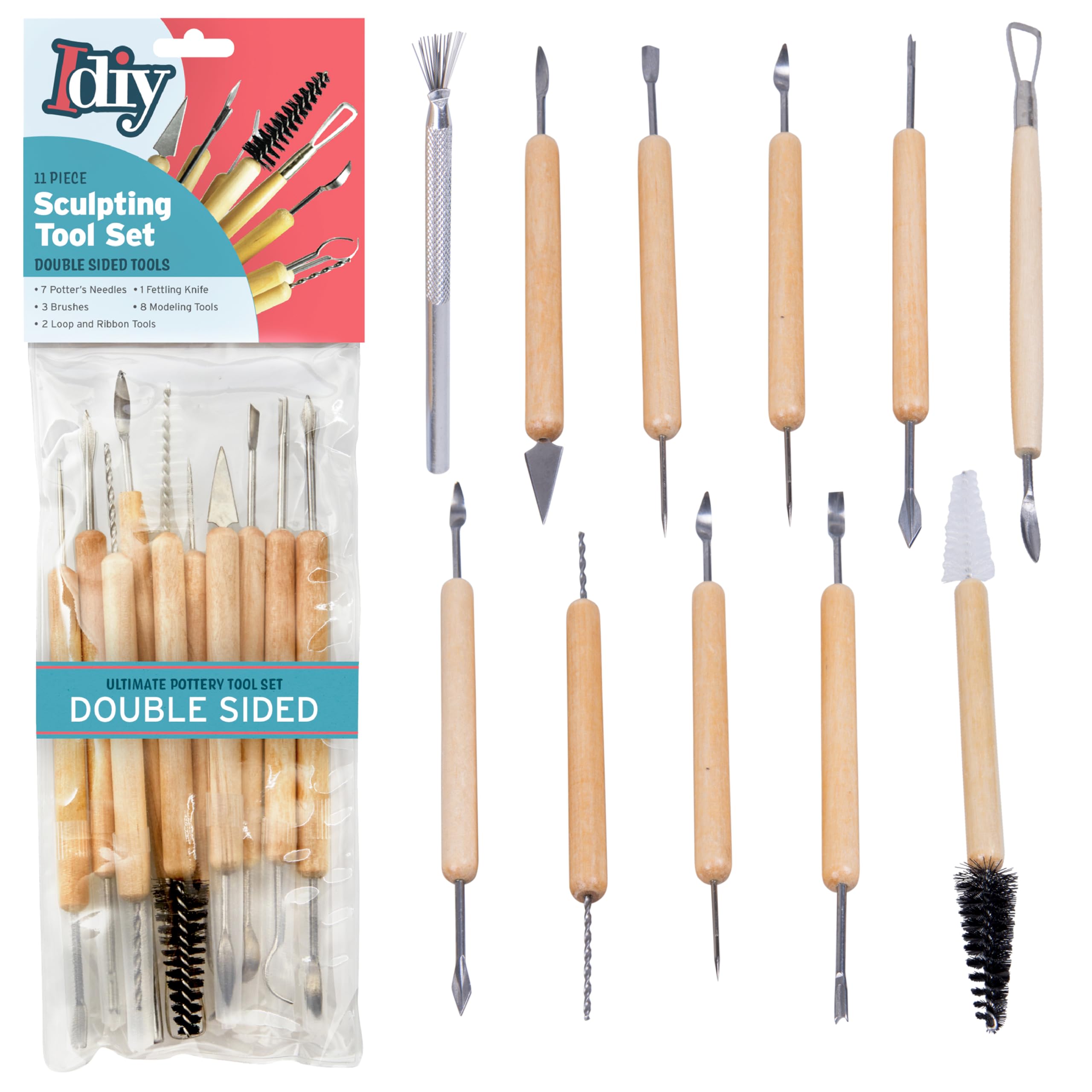 Sculpting Tool Kit for Halloween Pumpkin Carving - 21 Tip Double Sided, 11pc Beginner Pottery Tool Set for Clay, Wood Carving, Ceramic Arts & Crafts, Molding, Modeling, Shaping, School, Kids/Adults