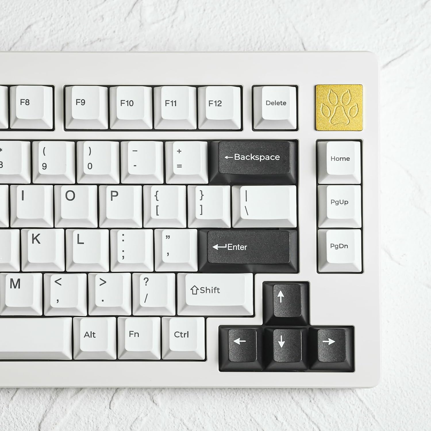 Arctic Keycaps 145 Keys, PBT Custom Keycap Set, Minimalist Style White on Black Cherry Profile Keyboard Keycaps for 61/64/87/104/108 Cherry Mx Switches Mechanical Keyboard (White)