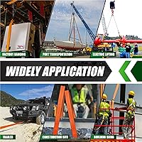 Vista 7 de 2 piezas de 2"x3 pies y 2 piezas de 2"x7 pies de correas de elevación súper resistentes, capacidad de 8527 kg, correa de nylon resistente ojo a ojo