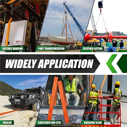 Miniatura 7 de 2 correas de elevación resistentes de 2 pulgadas x 3 pies y 2 x 7 pies, capacidad de 18,800 libras, correa de nailon resistente para elevación de