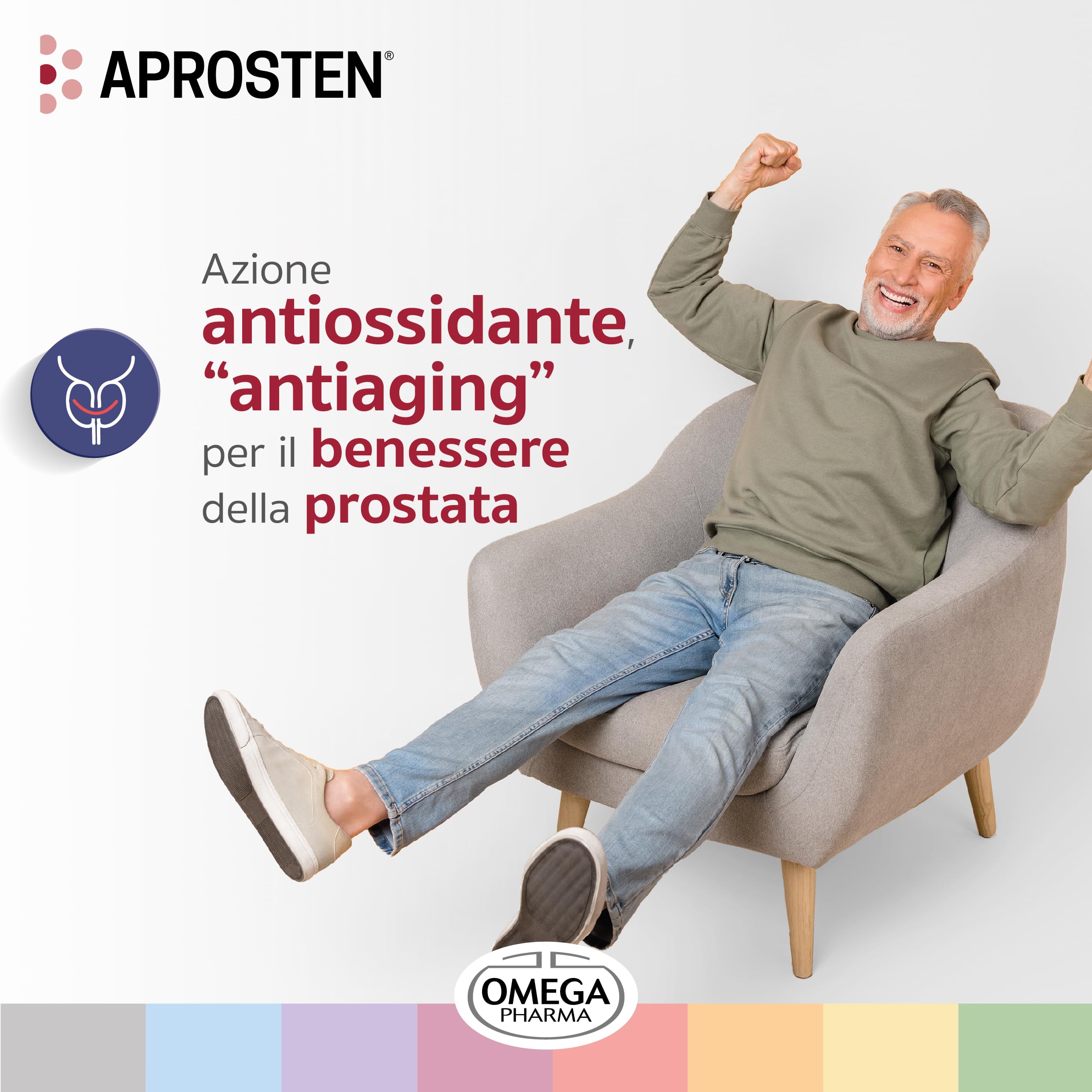 Omega Pharma - Aprosten con Vitamina D3, Utile per la Salute della Prostata - 30 Compresse Deglutibili