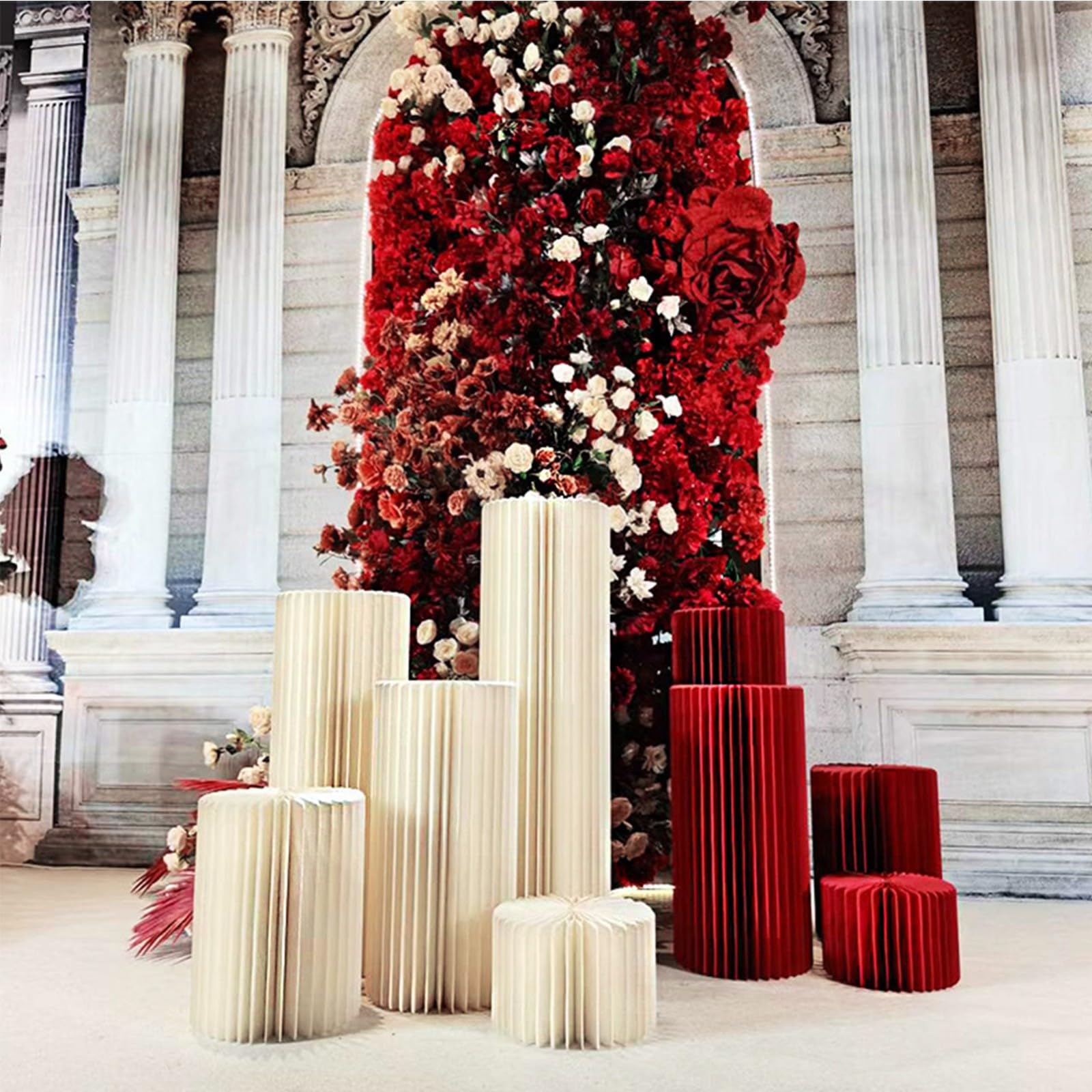 Soporte de cartón plegable para tartas, pilares cilíndricos para decoración de fiestas y bodas