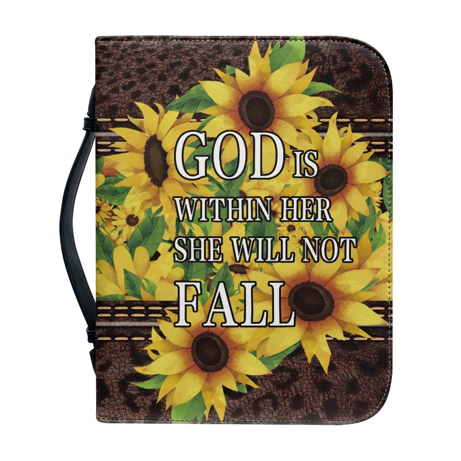 GOSTONG Leather Bible Book Cover for Women Carrying Case Church Bags with Handle and Zippered