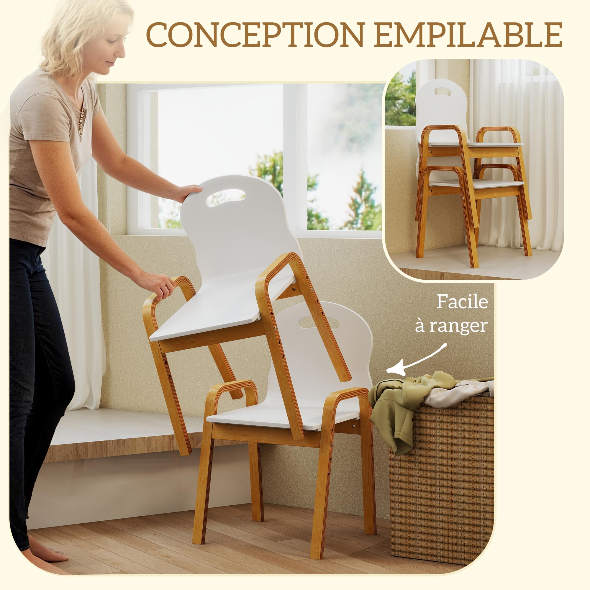 AIYAPLAY Lot de 2 chaises pour Enfants réglables en Hauteur, Fauteuil Enfants en Bois Massif avec accoudoirs, pour Manger, Lire, étude et Jouer, 3 à 9 Ans, Blanc