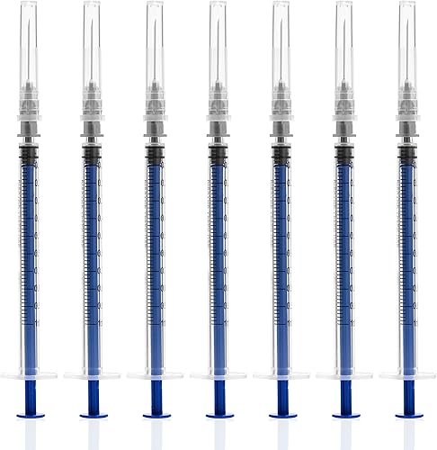 Jeringas de 1 ccml con aguja de 27 Ga de 0.5 pulgadas desechables cada una envuelta individualmente, paquete de 100 unidades (0.0fl oz-27G-100