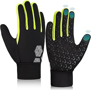 AOTOW Children's Winter Thermal Running Gloves - Touchscreen Cycling Gloves Warm Children's Gloves Warm Cycling Gloves Windproof Black Riding Gloves for 4-12 Years Child Young Girls