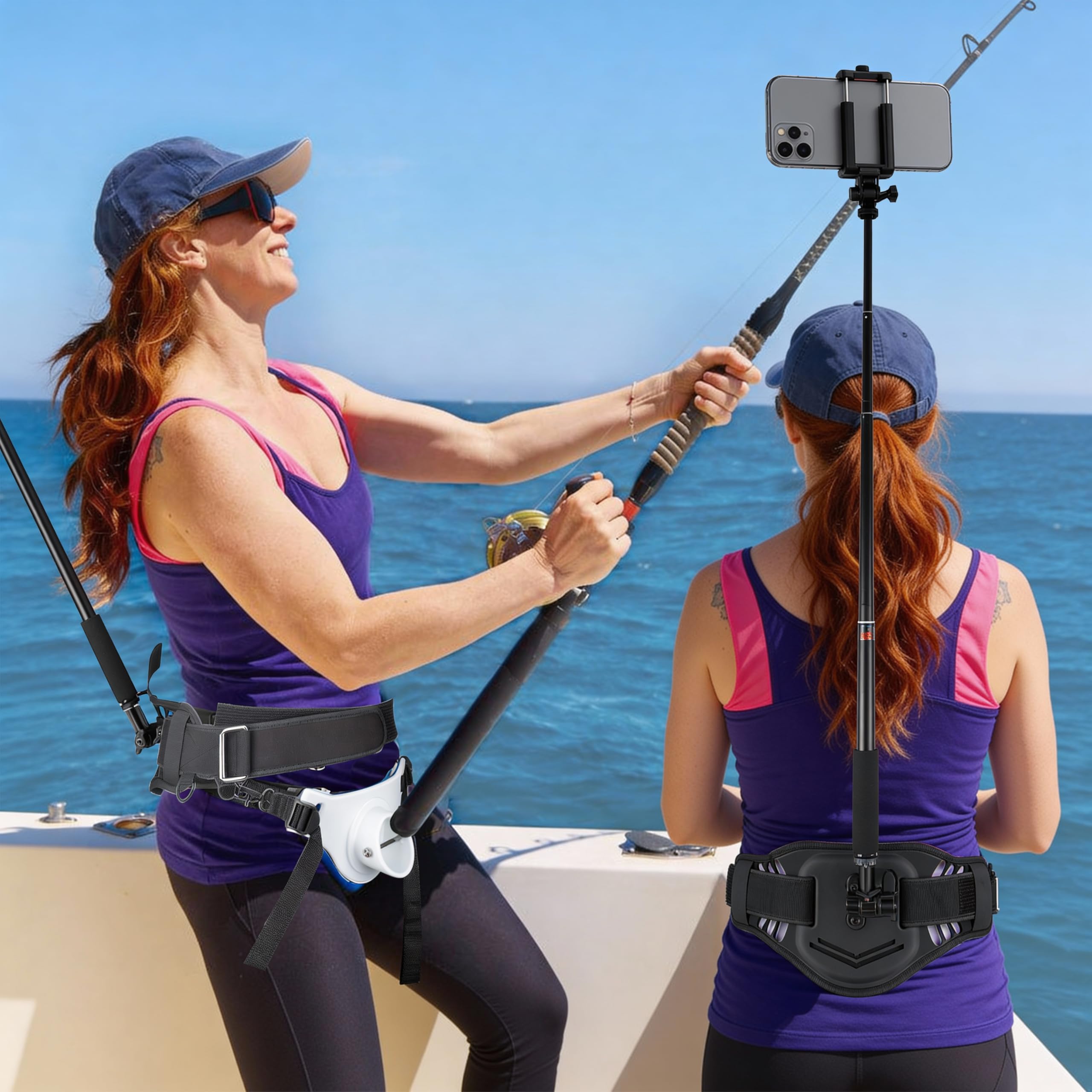 Pas biodrowy do aparatu + 90 cm kij do selfie + wędka pas bojowy do GoPro do Insta360 dla DJI do Fusion Action / kamera panoramiczna uchwyt zewnętrzny pas pas do montażu w talii pasek