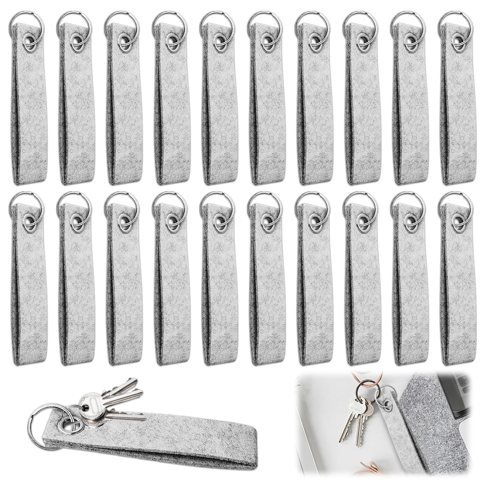 Portachiavi Colorati 20 Pezzi LURICO Portachiavi In Feltro 20 Pezzi - Colorati Per Personalizzazione Portachiavi Colorati Lurico - Foto 6