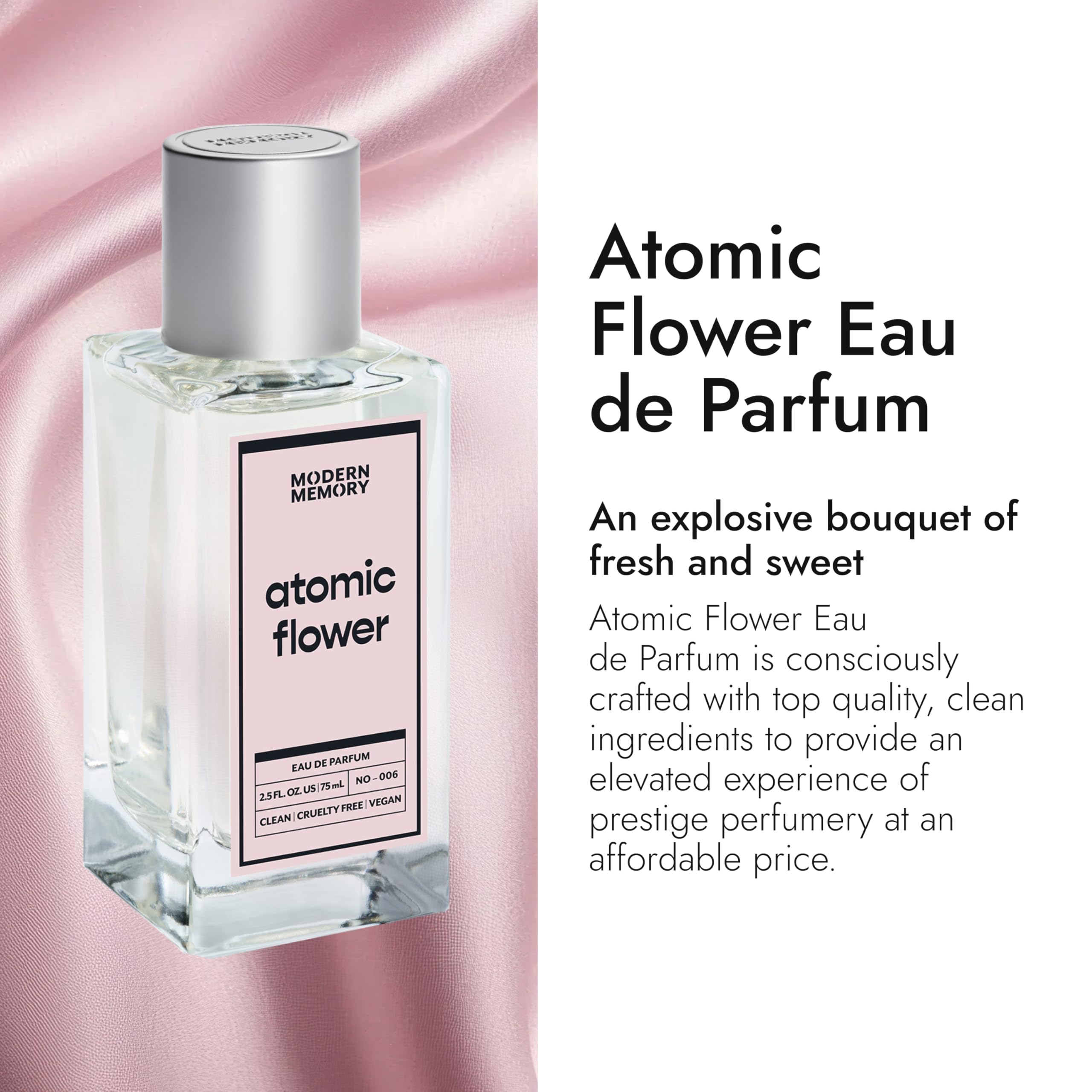 Atomic Flower Eau de Parfum, nuty zapachowe frezji, róży i wanilii, nadaje się do skóry wrażliwej, luksusowy zapach, 100 ml