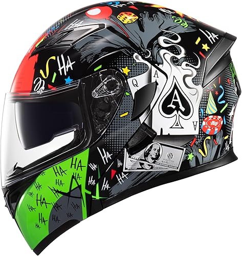 KYPARA Casco modular de doble visera abatible de cara completa para motocicleta con certificación DOT de impresionismo