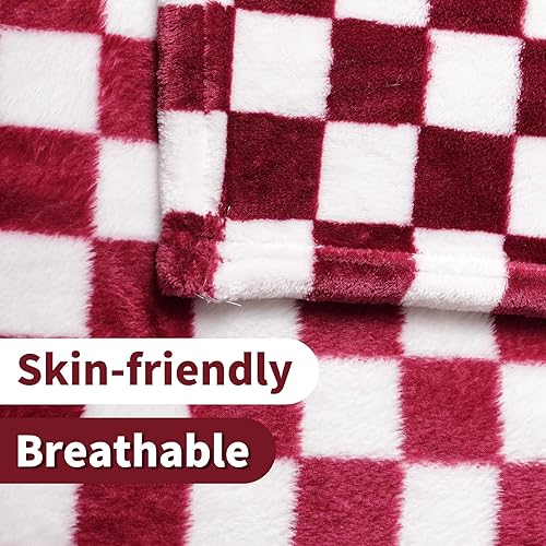 Miniatura 7 de FY FIBER HOUSE - Manta de franela de vellón a cuadros, suave y acogedora, con estampado a cuadros, patrón de ajedrez para cama, sillón y sofá, 50 x