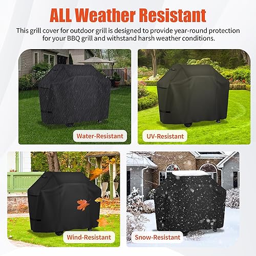 Vista 8 de iCOVER - Cubierta para parrilla de 75 pulgadas, resistente con rejilla de ventilación malla 600D, Cubierta impermeable para ahumador a gas