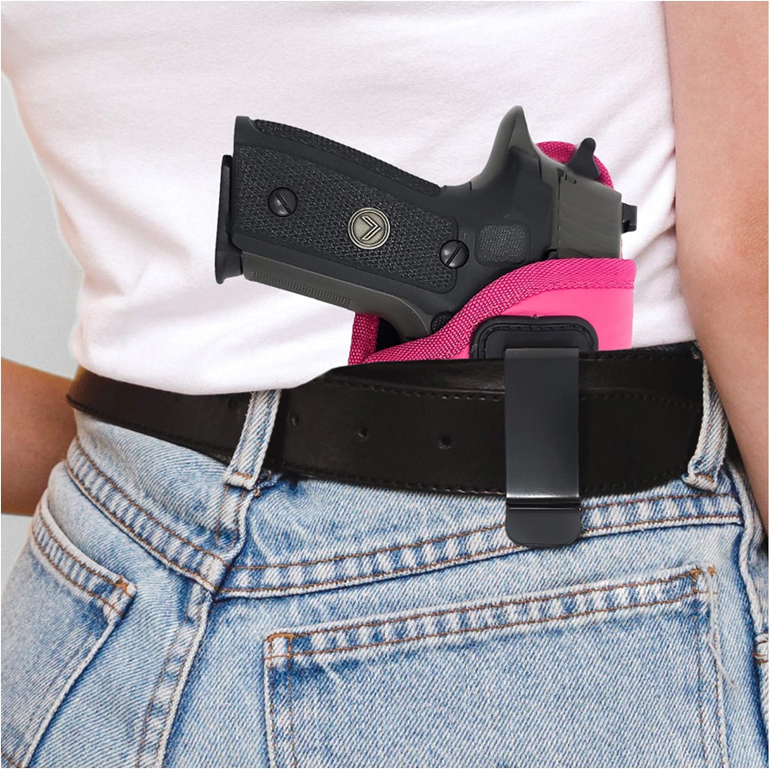 Houston Gun Holsters IWB Gun Holster by Houston - Pink ECO Leather Concealed Carry Soft Material FITS Glock 1721 H &K Beretta 92 FS XDM Ruger 45 BERSA PRO PX4 FNX 45 FNH 45 HI Point 94045 MM Right