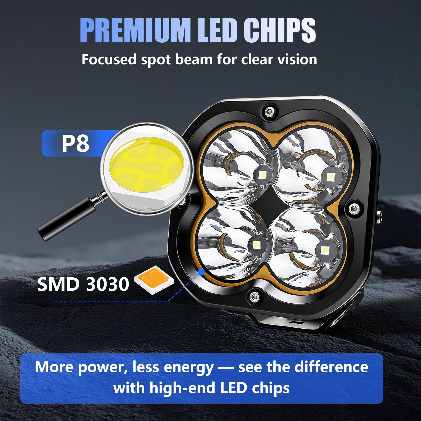 Chelhead 5 Zoll LED Zusatzscheinwerfer mit gelbem DRL, DT-Stecker, IP68