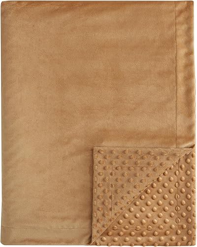 david's kids - Manta de microforro polar minky para niños y niñas, neutra con doble capa y puntos en relieve relajantes, manta ligera y suave para