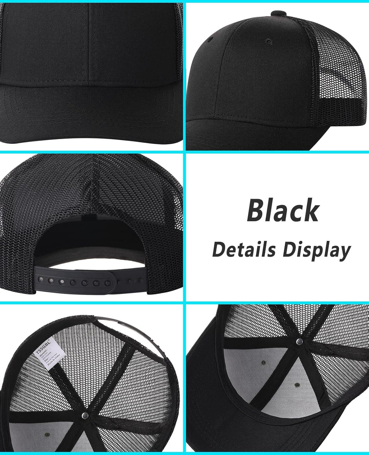 TSSGBL 2 Pack Snapback Trucker Baseball Hats Mesh Back Adjustable Blank Ball Caps for Men Women - Image 3