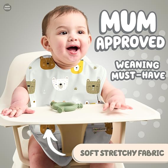 Easy Wipe Clean Sleeveless Baby Bibs 6-12 Months for Baby Led Weaning - Waterproof Feeding Bibs 12-18 Months,Toddler Food Apron, 3-Pack