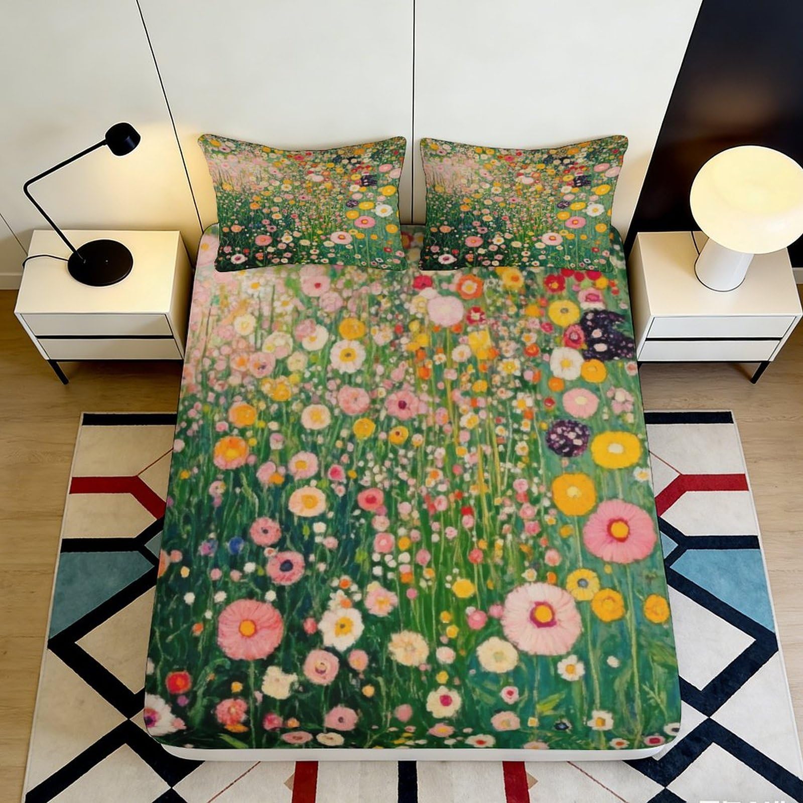 Pnayamiorkfel Style-5 3D Printed Wildflower Meadow Fitted Sheet Microfiber Soft Floral Bed Cover For Bedroom Guest Room Decor 90X200x25cm