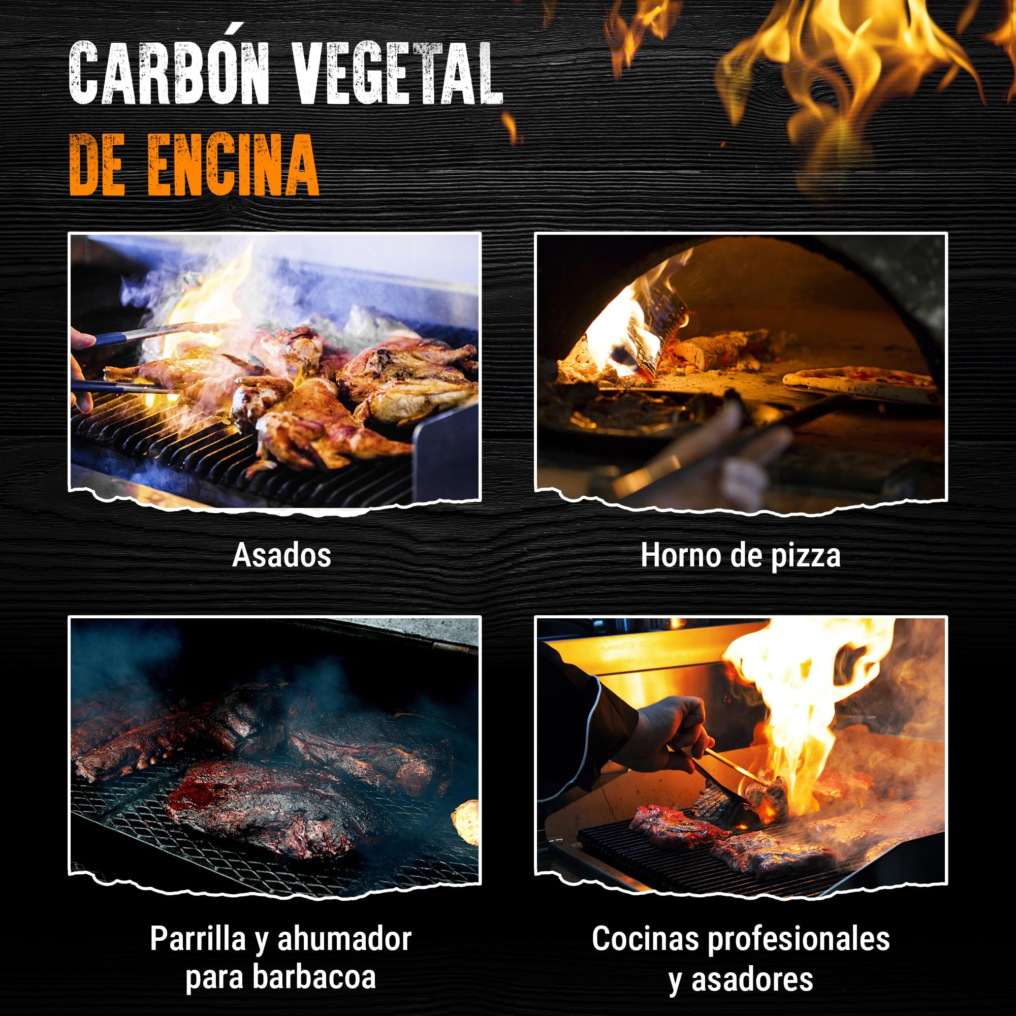 Carbon Vegetal Barbacoa Carbon Barbacoa Carbón 100% Sin Humo Ni Aditivos Carbón Vegetal De Encina Premium Ideal Sin Humo Barbacoa Restaurantes Barbacoas Familiares o Asadores Ecologico Saco de 3KgApx
