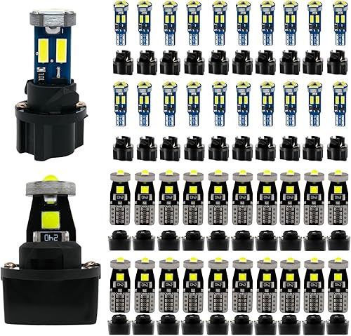 WLJH Canbus Super Bright Pc74 - Enchufe de bloqueo giratorio T5 2721 286 73 74 LED potente 7Smd 4014 chip panel de instrumentos de racimo luces