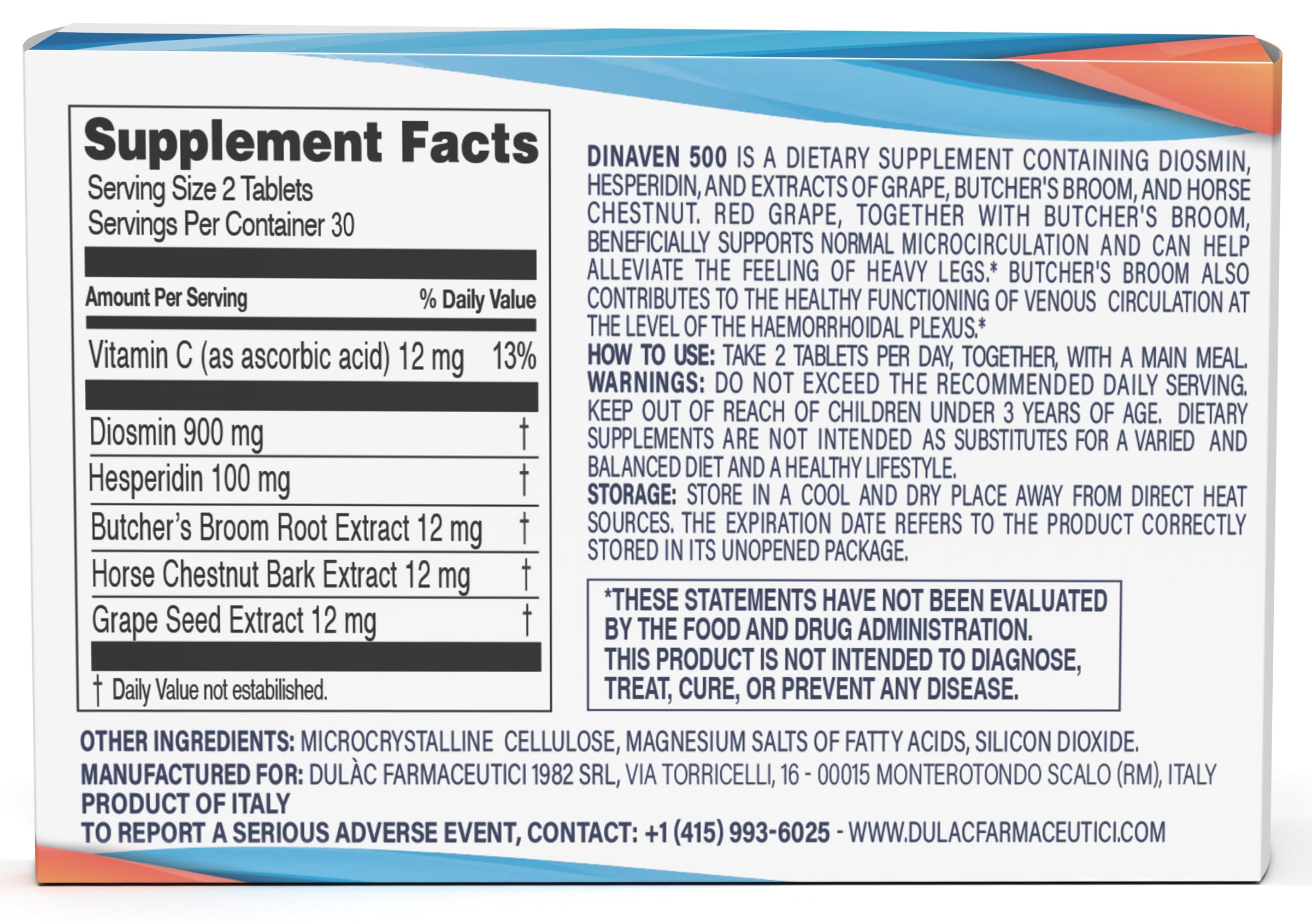Dulac - Dinaven 500, Dietary Supplement for Leg Circulation, 60 Tablets — Amazon image 2