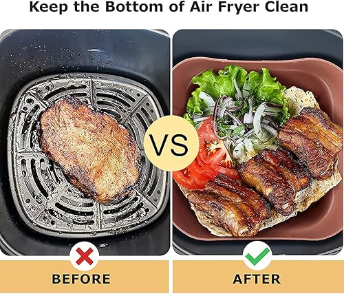 Miniatura 5 de Paquete de 2 ollas de silicona para freidora de aire con asa, forro reutilizable para freidora de aire, reemplazo de forros de papel pergamino,