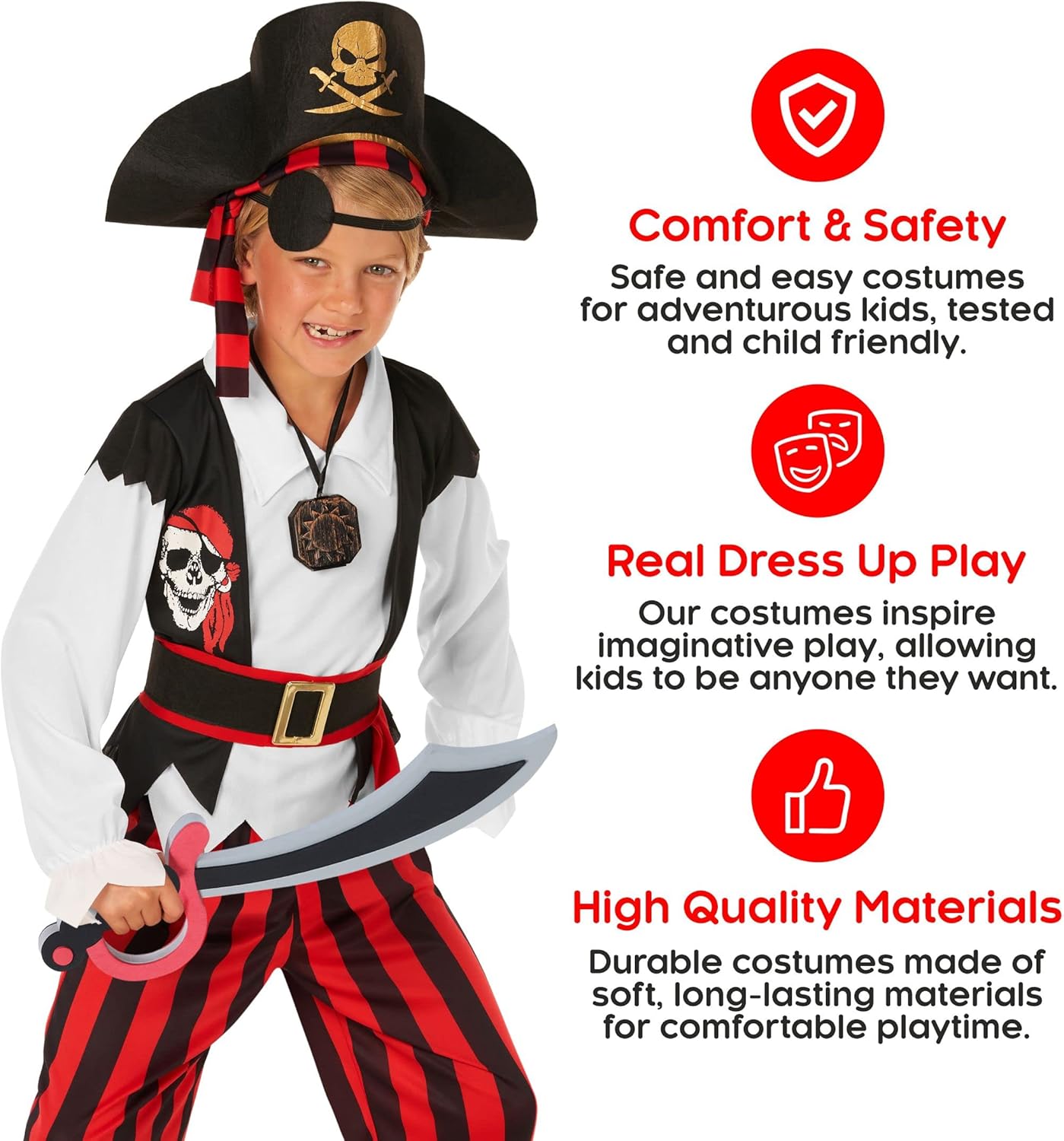 Morph Pirate Costume Boys, Black And White Pirate Costume Kids, Boys Halloween Costumes, Halloween Costumes For Kids, Small - Image 4