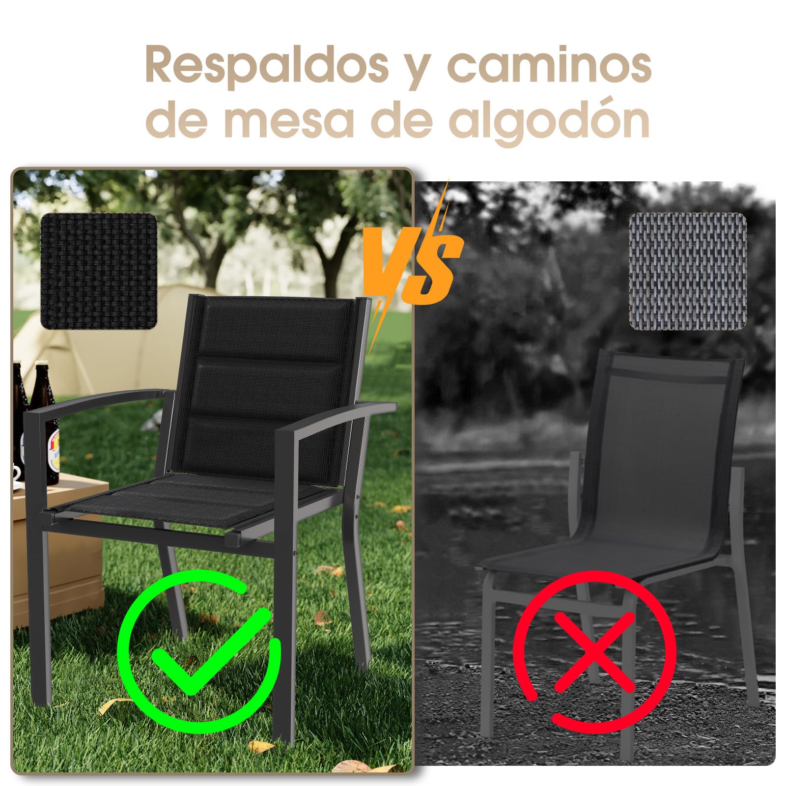 Devoko Juego De 2 Sillas De Jardín, Sillas Exterior Terraza Comedor Aluminio, sillas apilables, Piscina, Terraza, Comedor, Muebles Exteriorr, Gris Oscuro