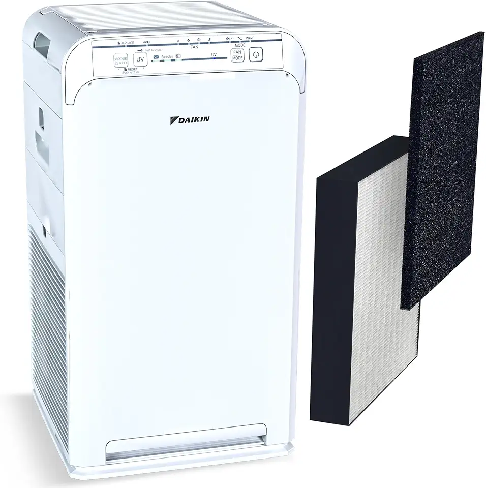 Daikin MCB50YSAU Purificador de ar ambiente para casa, HEPA, carvão ativado, pré-filtro e luz LED UVC, produto zero ozônio, certificado CARB, 26,7 x 26,7 x 49,5 cm