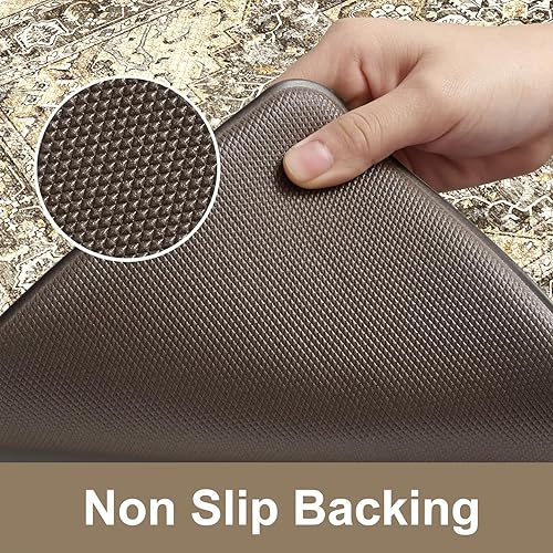 Vista 254 de KIMODE - Juego de 2 tapetes de cocina antifatiga, estilo vintage, antideslizantes, impermeables, ergonómicos, acolchados, cómodos para lavandería