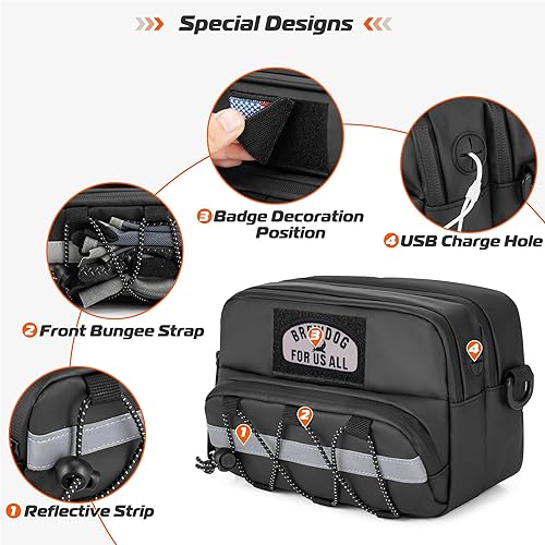 Miniatura 5 de Bolsa de doble capa para manillar de motocicleta, impermeable con orificio de carga USB y correa de hombro, bolsa de accesorios de almacenamiento de
