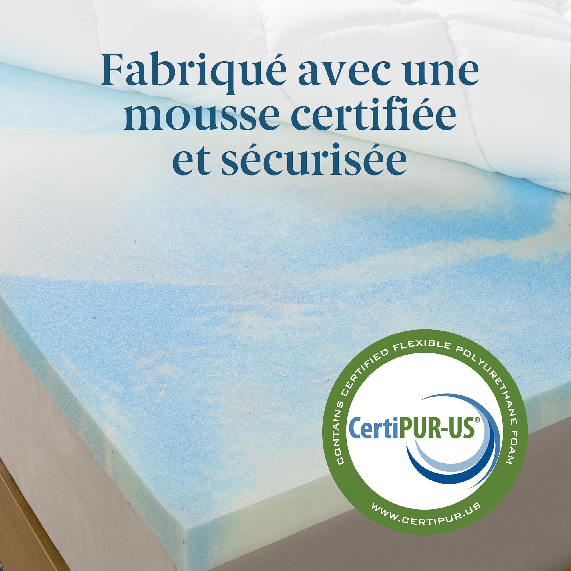 Zinus Surmatelas 90x190 cm, Épaisseur 10 cm, Mousse à Flux d’Air Rafraîchissant, Confort Ergonomique, Respirant, Housse Lavable en Machine