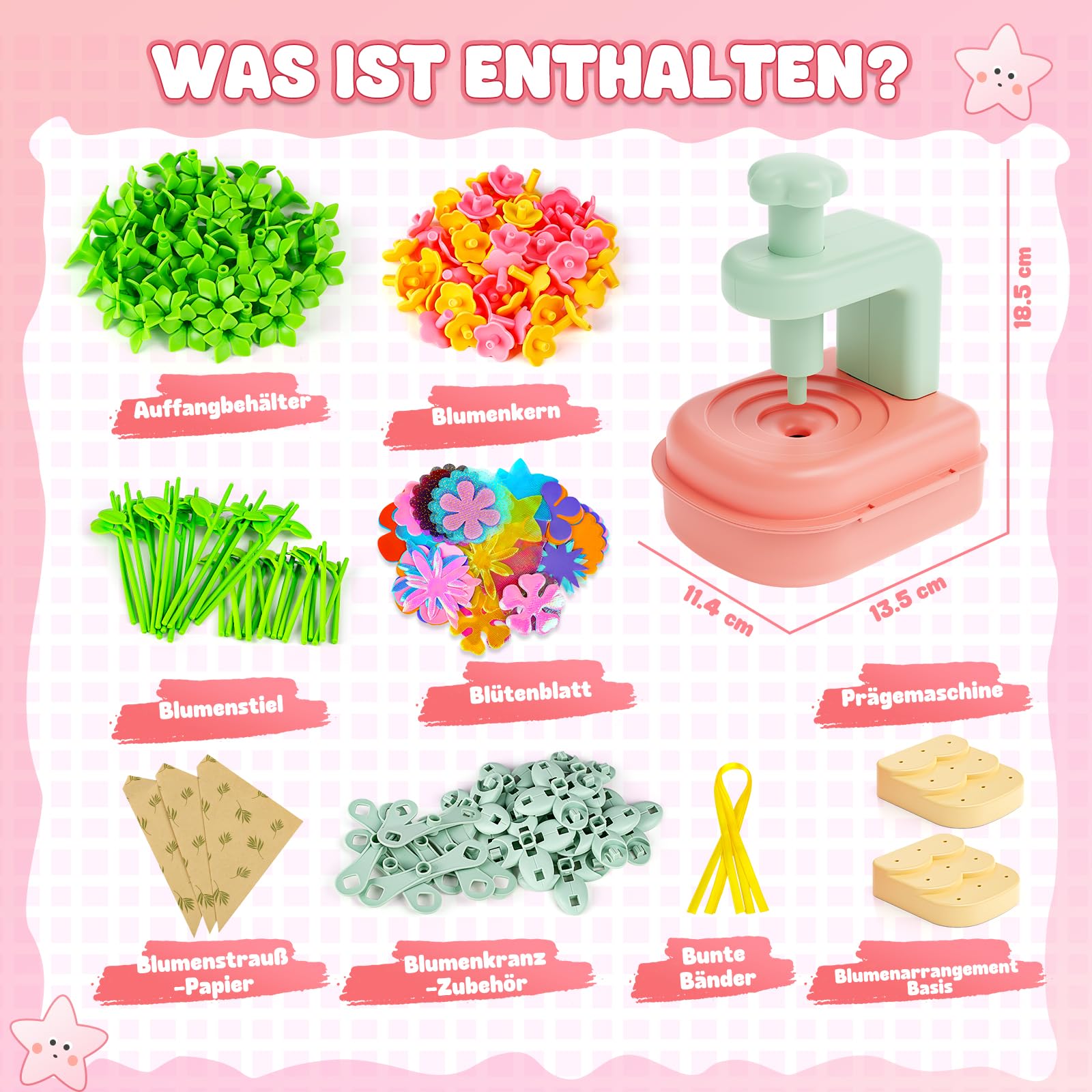 Jofuni Blumenpresse Kinder, Geschenk Mädchen 5 6 7 8 Jahre Gepresste Blumen zum Basteln, Basteln 8 Jahre Blumen Bastelset für Mädchen, Spielzeug ab 5 Jahre Kinder