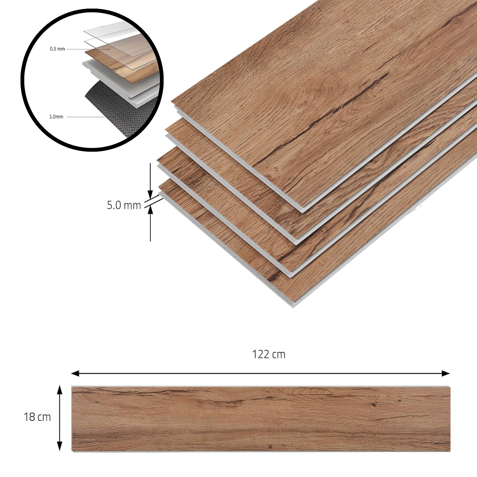NEU.HOLZ Zestaw 10 płyt winylowych SPC z systemem zatrzaskowym, 2,196 m², 5 mm, odporne na promieniowanie UV, wodoodporne, nadają się do ogrzewania podłogowego, 122 x 18 cm, z efektem nordyckiego dębu