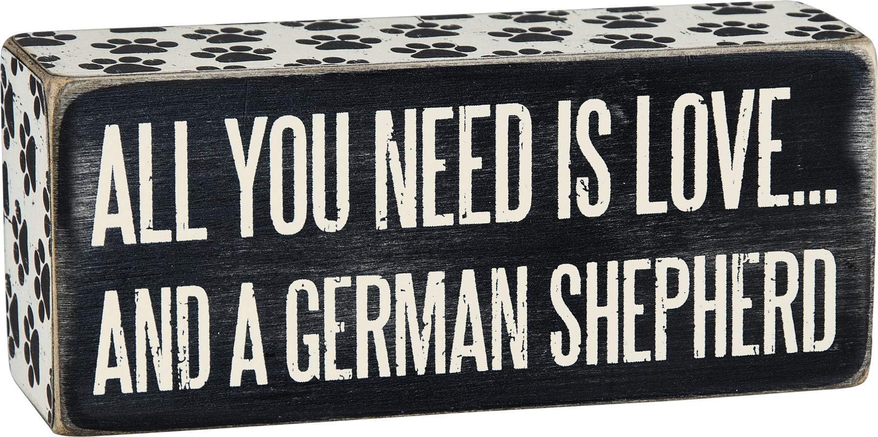 Primitives by Kathy 24978 Paw Print Trimmed Box Sign, 6" x 2.50", German Shepherd