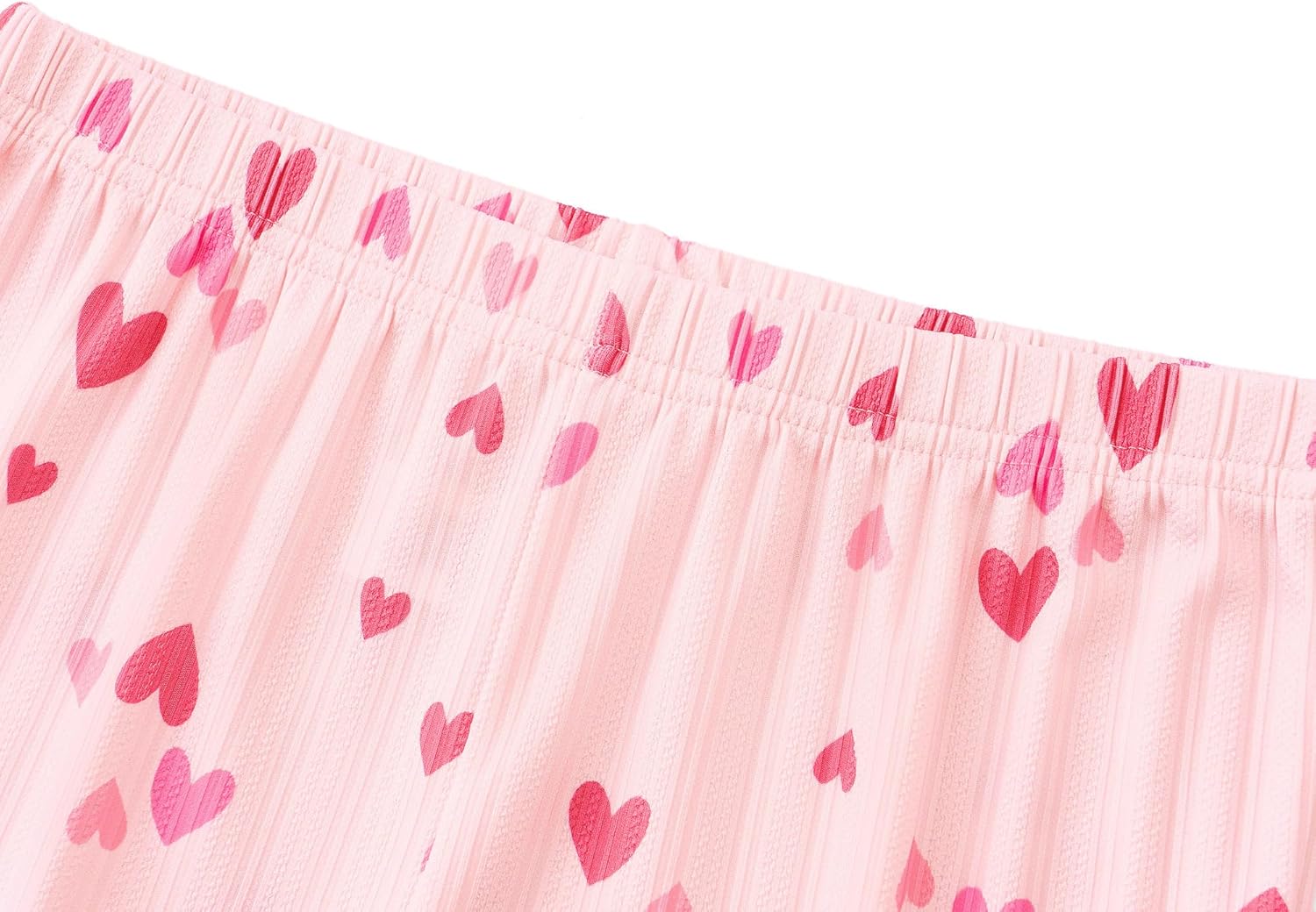 Beezizac 4-pc Girls Pointelle Knit Button Down Pajama - Floral/Bow Lettuce Trim Tee Shorts Pants Hair Tie PJs Sizes 6-18 - Image 5