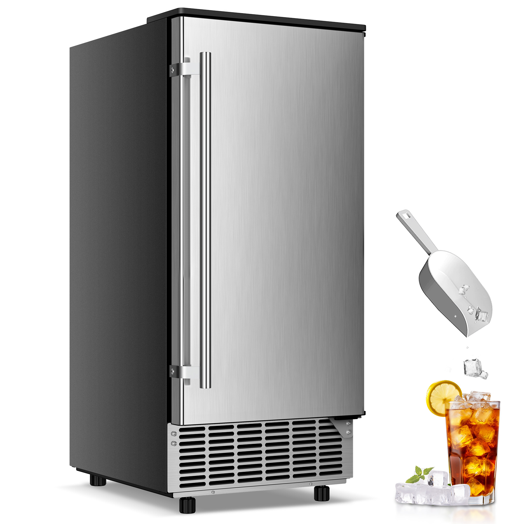Image of Under Counter Ice Maker, Ice Maker Machine Commercial, 120Lbs /24H with 35lbs Storage Bin, 40Pcs Cubes in 10Mins, Built in Ice Machine for Home Office Commercial