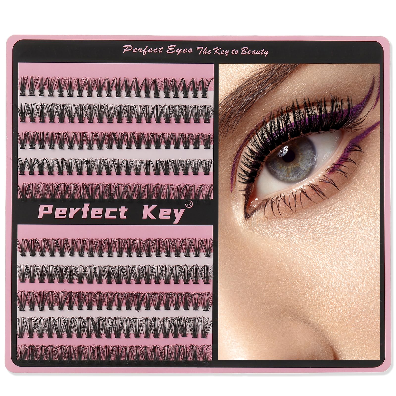 Perfect Key 30D 40D Individual Lash Clusters D Curl Cluster Eyelashes Extensions 200 Clusters Wispy Cluster Lash Extensions