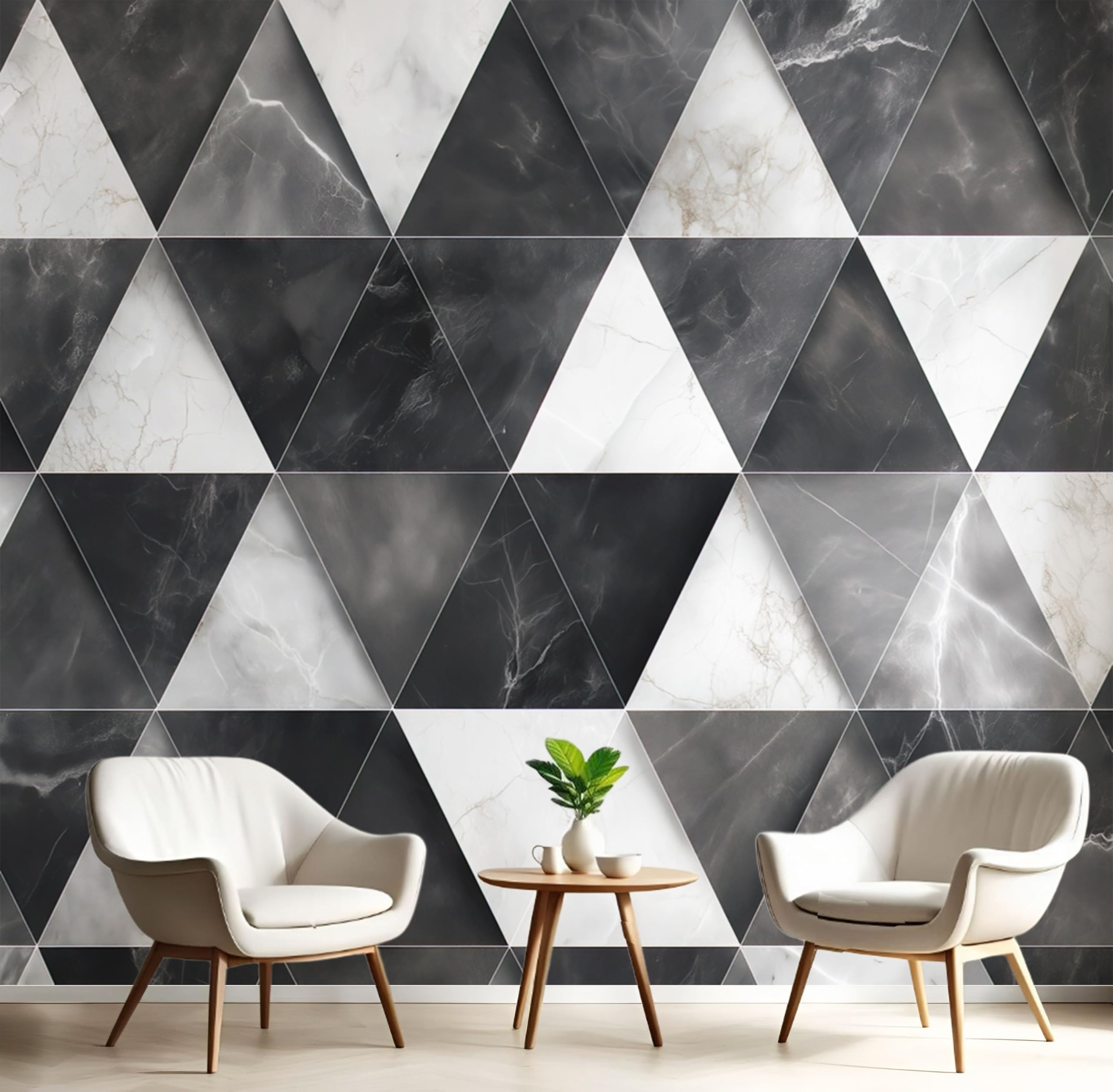 Papier peint minimaliste gris anthracite géométrique 250x175 pour chambre