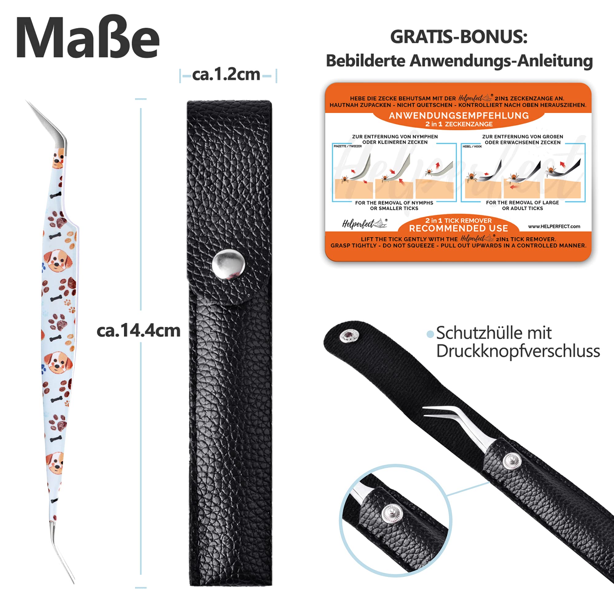 EasyULT 2 In 1 Profi Zeckenzange, Zeckenpinzette Und Zeckenhaken, Aus Hochwertigem Edelstahl Problemlos Zecken Entfernen, Zeckenentferner F&uuml;r Mensch, Hunde, Katzen(mit Aufbewahrungsbox