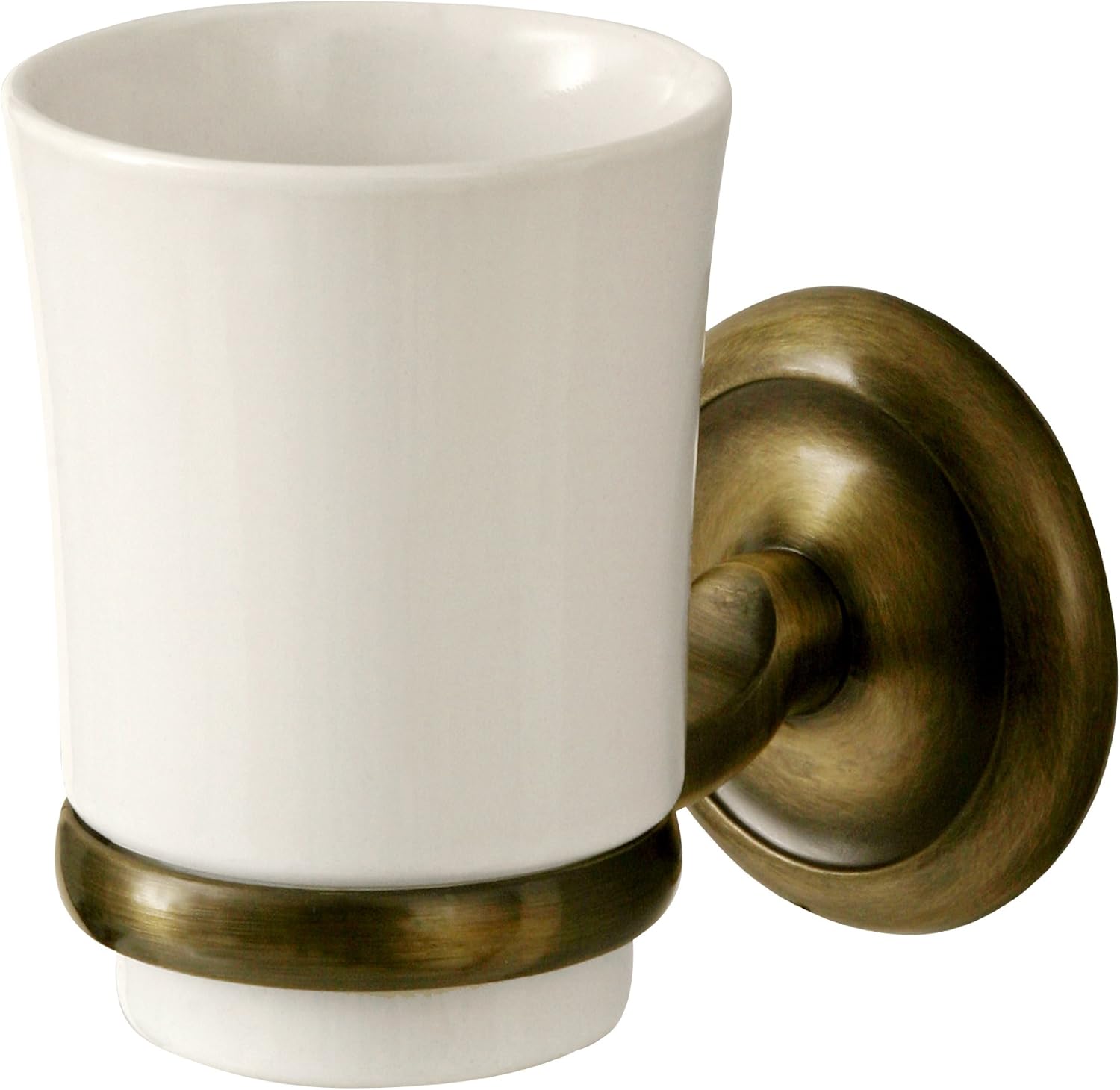 Retro Bathroom Antique Brass Wall Mounted Grip + Liquid Soap Ceramics Dispenser