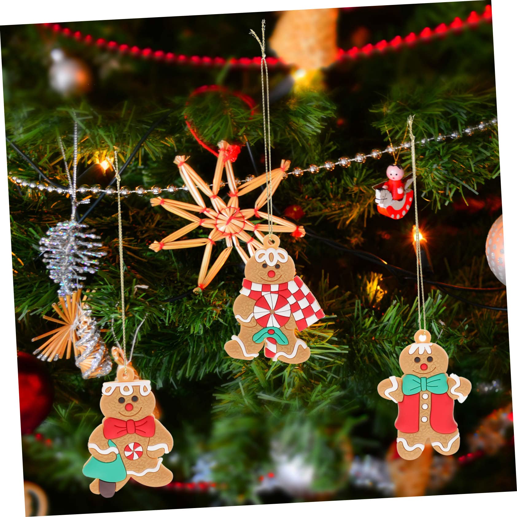 Cabilock 36piezas Adornos De Hombre De Jengibre para Decoración Navideña Árbol De Navidad Colgantes De Navidad