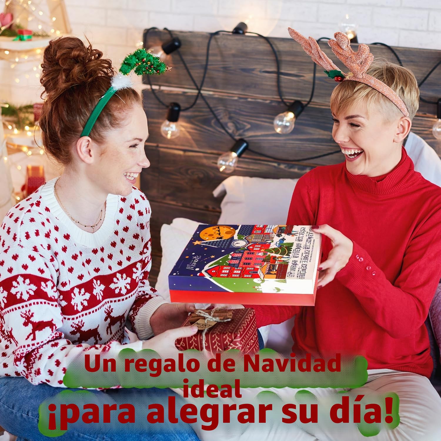 BODY & EARTH Regalos Mujer Navidad, 24 Piezas Incluye Gorro de Papá Noel, Loción Corporal, Gel de Ducha, Bomba de Baño,Crema de Manos, Caja Regalo Mujer Calendario de Adviento Navidad