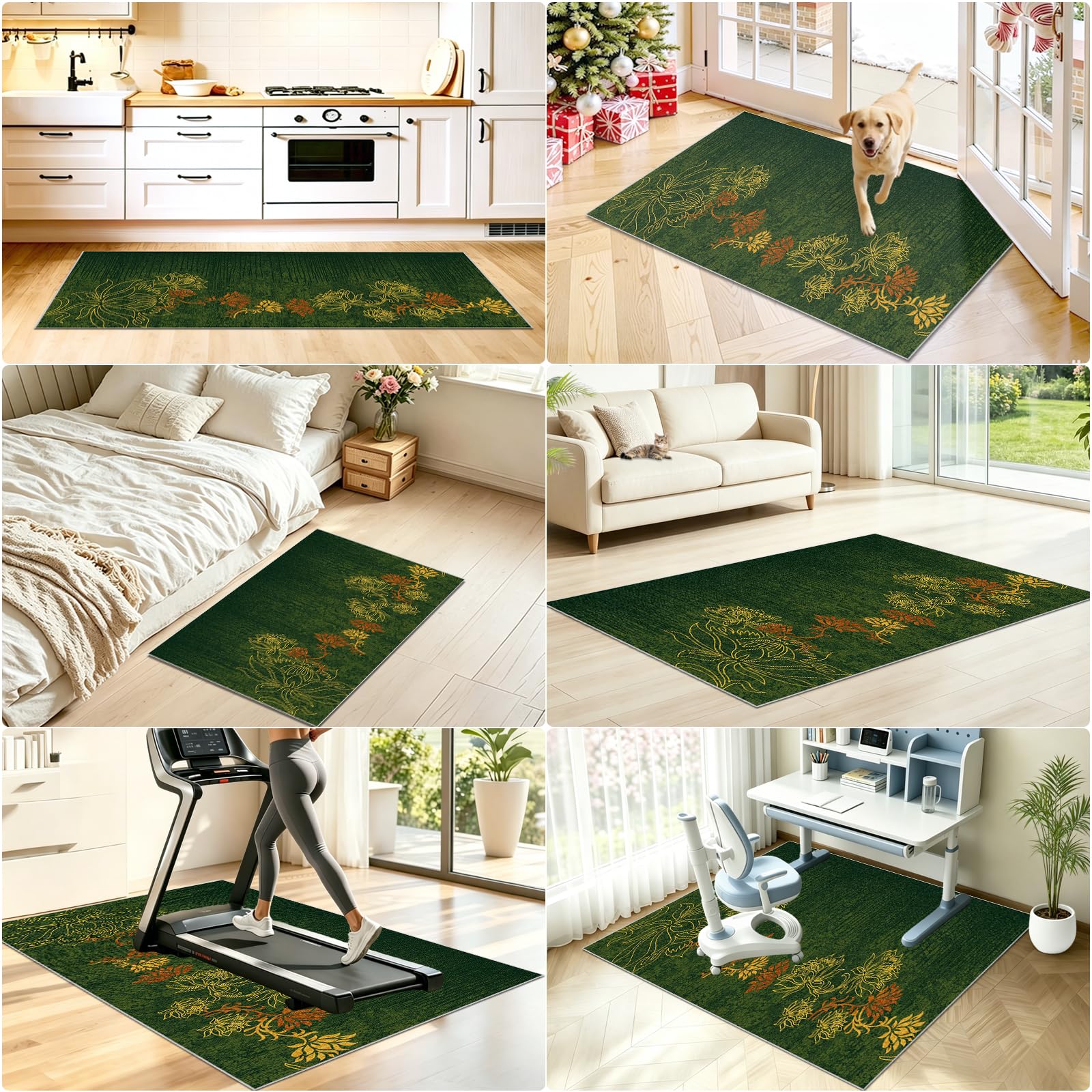 Tappeto Sedia Ufficio Gaming, Tappeto Salvapavimento Antiscivolo Protettore del Pavimento Tappetino per Sedia da Ufficio con Ruote per Parquet, Tappeto per Sedia con Ruote Deco Verde 90x130cm