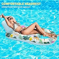 Vista 2 de Inflatable Pool Floats Adult - Pool Floaties Pool Lounger Raft for Adults Heavy Duty Water Pool Float with Cup Holder Backrest Swimming Pool