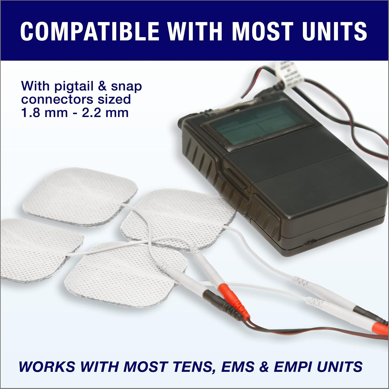 Syrtenty TENS Unit Replacement Pads - 1'' x 1" 16 pcs Electrode Squares Stimulator Pad Set with Upgrated Self Stick Performance and Non-Irritating Design for for Muscle Stimulation & Electrotherapy