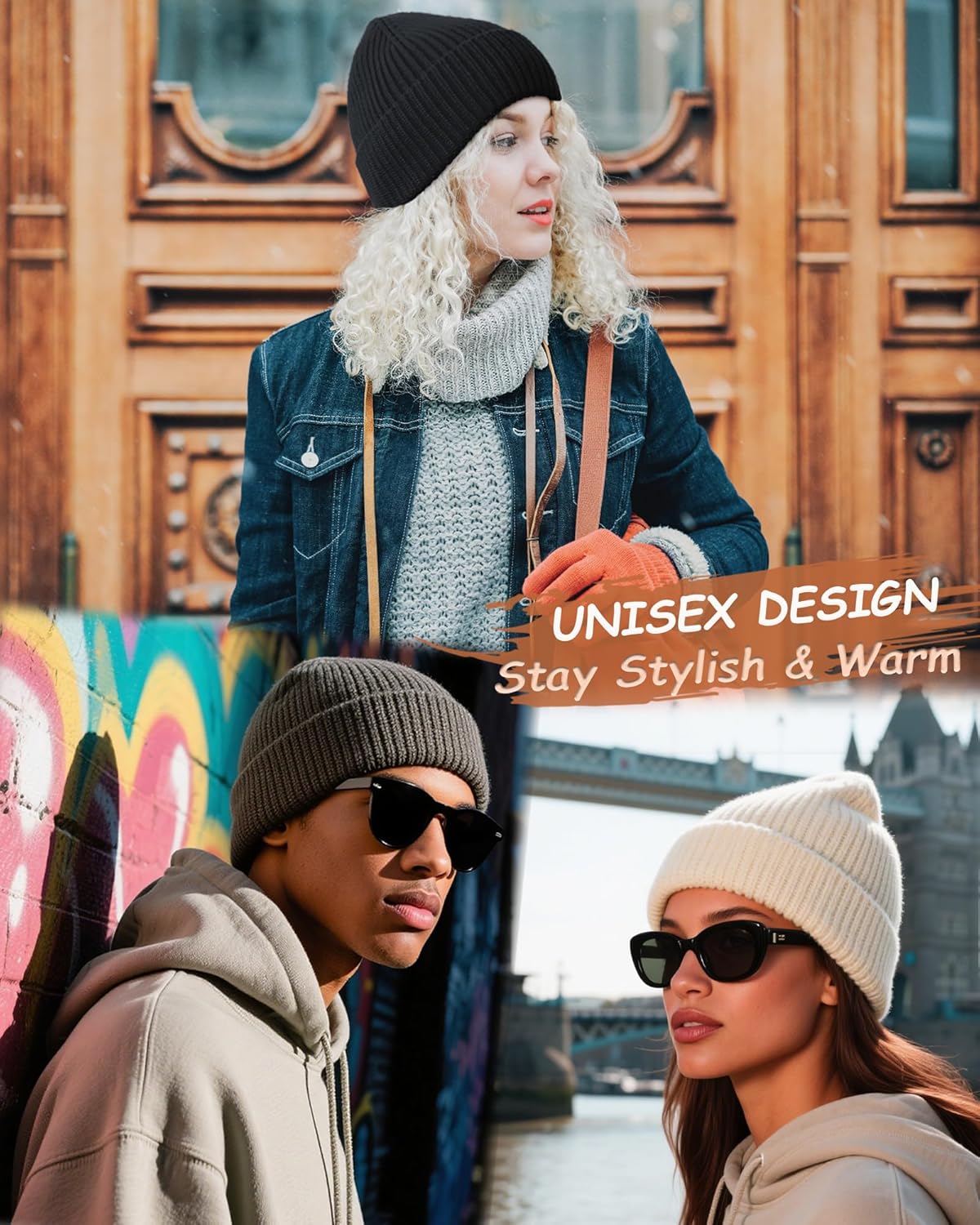 Wool Beanie for Men Women, Seamless Knit Cuffed Warm Winter Hats Fisherman Beanies Womens Ski Hat Skull Cap Unisex - Image 6