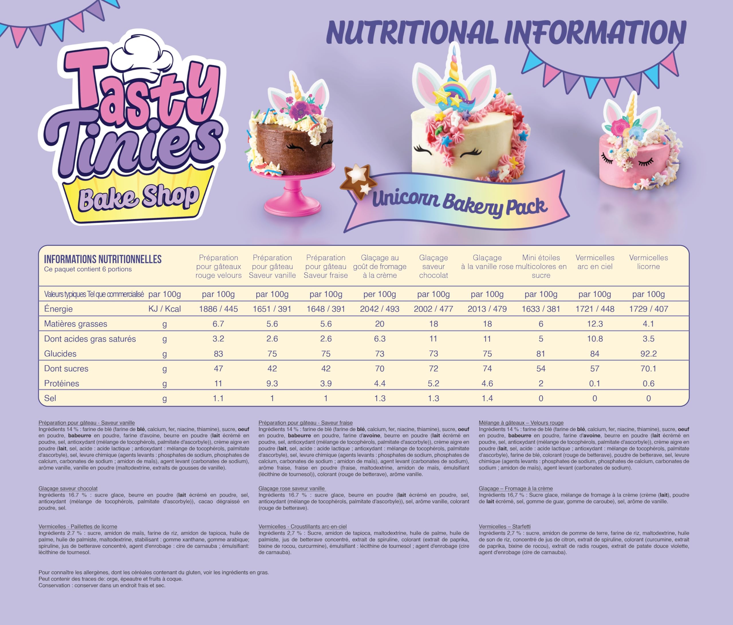 Kit Pâtisserie Créatif Licorne pour Enfants dès 6 Ans - Préparations pour Gâteaux + Glaçage + Déco - Cuisson Micro Ondes