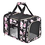 Petmolico Cat Carrier Soft-Sided Pet Bag for Small Medium Cats Puppies 16LBs - Airline Approved Pet Travel Carrier 3 Open Doors (Medium,Pink Peony) Medium Pink Peony