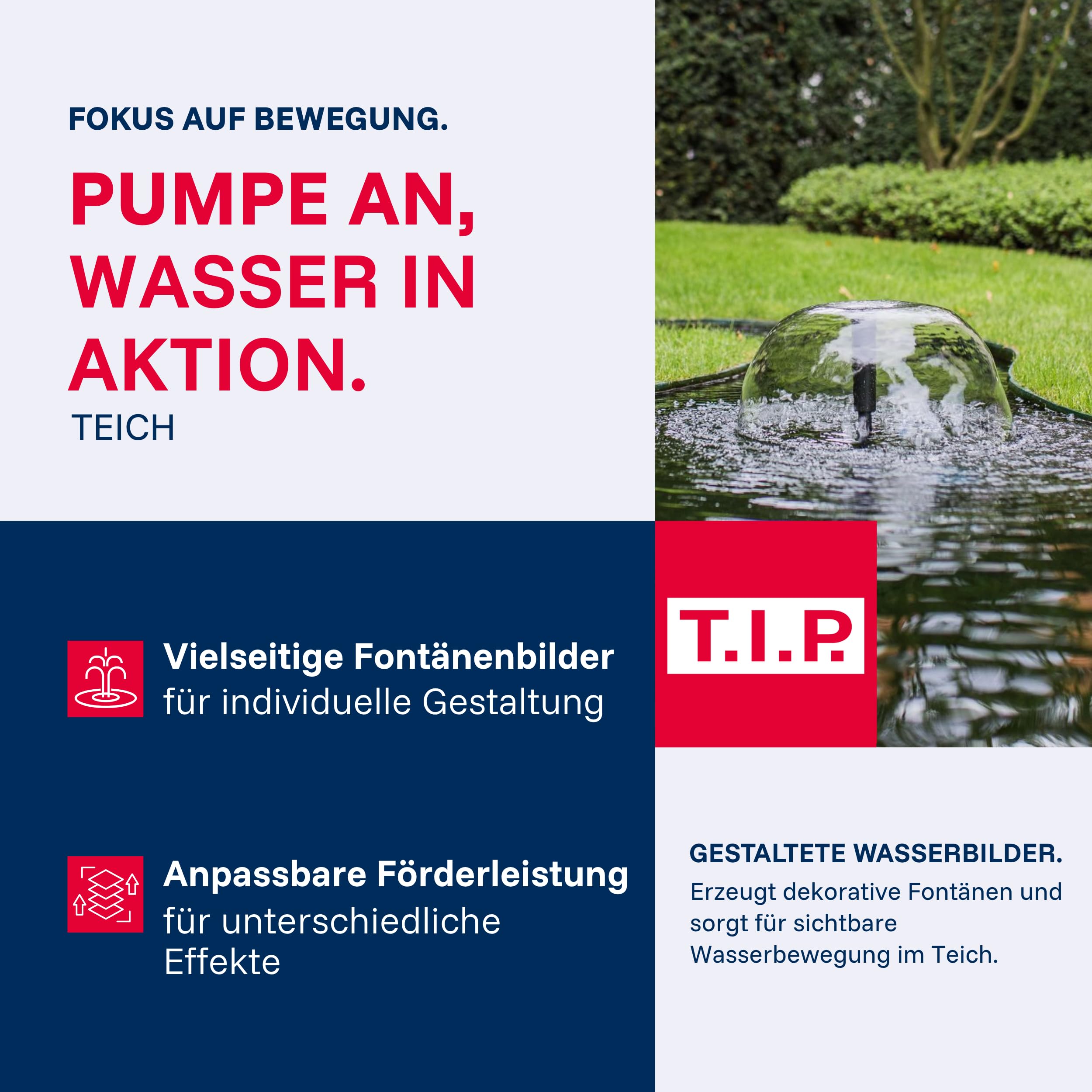 T.I.P. Wasserspielpumpe WPS 2000 R, 2000 l/h, Teichpumpe, Schwarz, einstellbares Teleskoprohr
